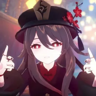 👆 30abf140 Hu Tao Genshin Impact 애니메이션, 비디오 게임, 호두, 원신, 모욕적인 제스처, 캐릭터 telegram sticker