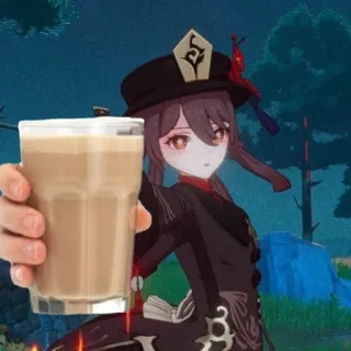 🥛 3eb611d7 Hu Tao Genshin Impact 원신, 호두, 애니메이션, 음료, 비디오 게임, 캐릭터 telegram sticker
