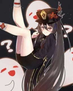 ❤️ 577f9f69 Hu Tao Genshin Impact 애니메이션, 비디오 게임, 귀여운, 유령, 캐릭터, 호두, 원신 telegram sticker