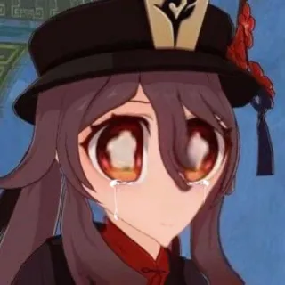 😭 9b42b300 Hu Tao Genshin Impact 애니, 비디오 게임, 슬픈, 우는, 호두, 원신, 캐릭터 telegram sticker