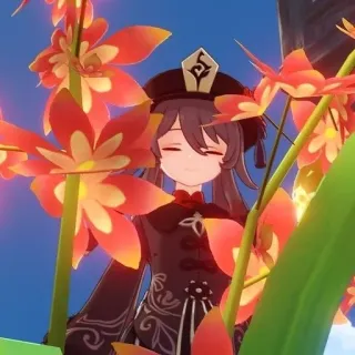 🏵️ a45f9f5a Hu Tao Genshin Impact 호두, 원신, 애니, 비디오 게임, 캐릭터, 꽃 telegram sticker