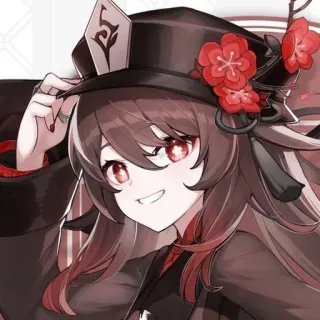 😘 a6732c1b Hu Tao Genshin Impact 애니메이션, 비디오 게임, 원신, 호두, 캐릭터, 귀여운, 빨간색 telegram sticker