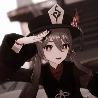 🙋‍♂️ aa505b73 Hu Tao Genshin Impact 호두, 원신, 애니메이션, 비디오 게임 캐릭터, 모자, 귀여운, waifu telegram sticker