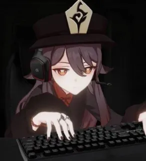 🖥️ c6d4dd75 Hu Tao Genshin Impact 애니메이션, 게이머, 캐릭터, 소녀, 게임, 원신, 호두 telegram sticker