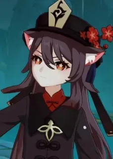 😺 eb5a6fc3 Hu Tao Genshin Impact 애니메이션, 비디오 게임, 원신, 호두, 고양이 귀, 귀여운 telegram sticker