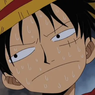 😶 08be2520 Monkey D. Luffy One Piece Anime, Monkey D. Luffy, One Piece, Dessin animé, Transpiration telegram sticker