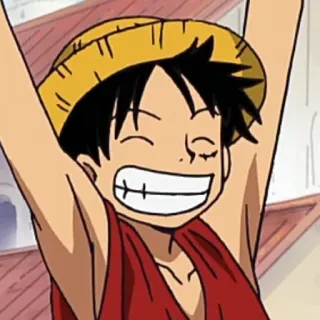 😁 55674e2b Luffy One Piece animé, dessin animé, Luffy, One Piece, souriant, joyeux telegram sticker