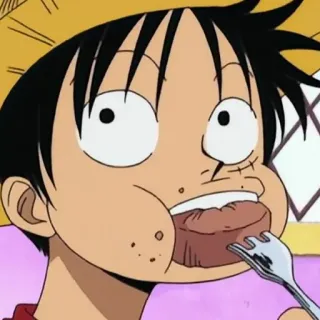 🤤 f756da24 Monkey D. Luffy One Piece Anime, One Piece, Luffy, Dessin animé, Nourriture, Manger telegram sticker