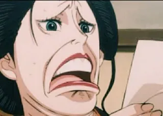 😩 31842713 Nico Robin One Piece Anime, geschockt, Nico Robin, One Piece, Reaktion, überrascht telegram sticker