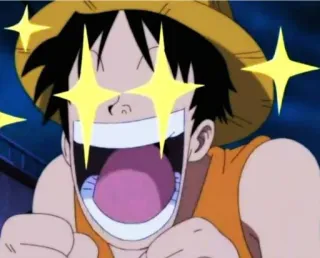 🤩 e56406b8 Monkey D. Luffy One Piece Anime, One Piece, Monkey D. Luffy, aufgeregt, funkeln, fröhlich telegram sticker