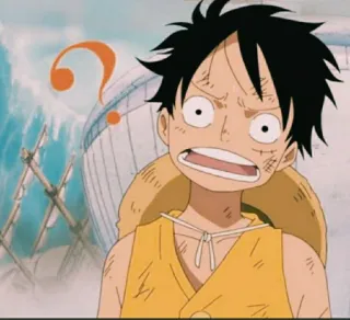 🤨 fe7b5750 Monkey D. Luffy One Piece Anime, Manga, One Piece, Monkey D. Luffy, Strohhut, Pirat, Fragezeichen telegram sticker