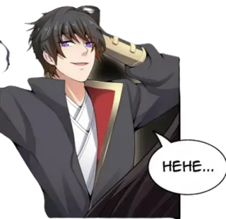 😑 9685c9f4 HEHE... hombre, dibujo animado, jeje, sonrisa, anime, personaje telegram sticker