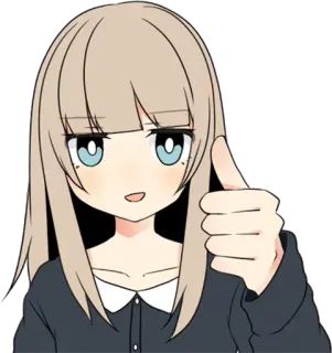 👍 53ef932e Anime, Ragazza, Pollice in su, Approvazione telegram sticker