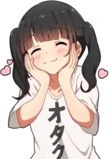 😊 5ef18e71 オタク Anime, Ragazza, Otaku, Giapponese, Carino, Cuori, Felice telegram sticker