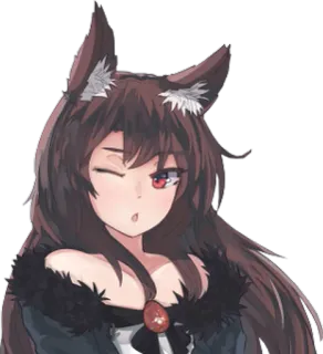 😉 f5968602 anime, cartone animato, ragazza, lupo, orecchie, volpe, carino telegram sticker