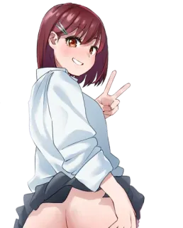 🤤 d7e841c7 Anime, Fille, Écolière, Mignon, Sourire, Signe de paix telegram sticker