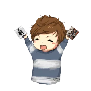 💃 21c23c6e cartoon, excited, happy, chibi, album, boy, fan whatsapp sticker