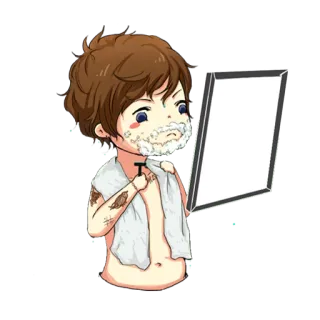 🚿 44a72a77 man, shaving, mirror, cartoon, illustration, towel whatsapp sticker