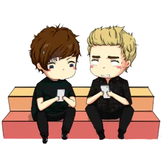 😫 9b75386a cartoon, characters, anime, sitting, bench, phone, cute whatsapp sticker