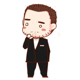 🤔 deb51b02 cartoon, man, suit, thinking, worried whatsapp sticker