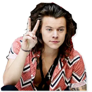 ✌ 6a1b8d85 Harry Styles 哈利·斯泰尔斯, 歌手, 名人, 单向组合, 和平标志, 流行歌星 telegram sticker