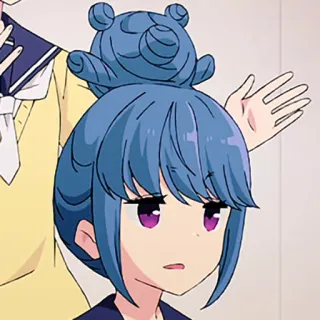 😐 155b26af anime, cewek, rambut biru, mata ungu, kartun, imut, kawaii whatsapp sticker