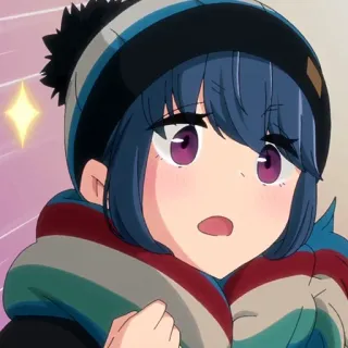 😮 769553c3 Rin Shima Yuru Camp Anime, Lucu, Musim dingin, Topi, Syal, Berkemah whatsapp sticker