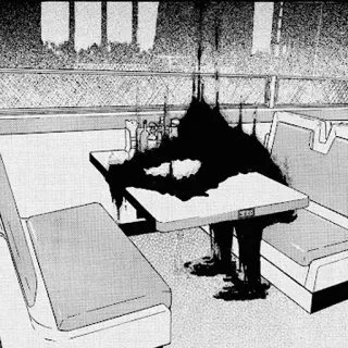 😞 8806a534 noir, monstre, table, ombre, créature telegram sticker