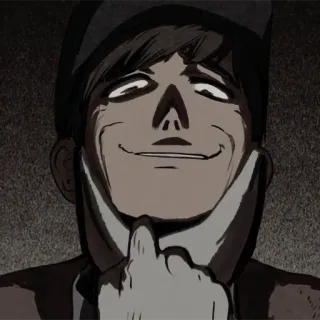 😈 c52b122c homme, dessin animé, visage, pensif, menton, suspect telegram sticker