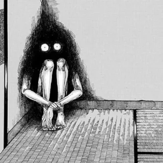 😶 e67b6381 flippant, monstre, horreur, ombre, dessin, art telegram sticker