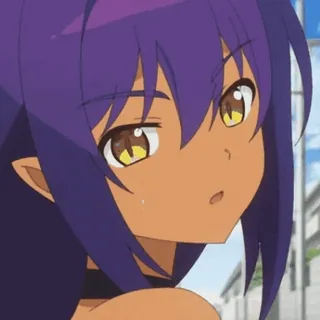 😮‍💨 23af0f3b anime, cartone animato, capelli viola, personaggio femminile, animazione, illustrazione telegram sticker