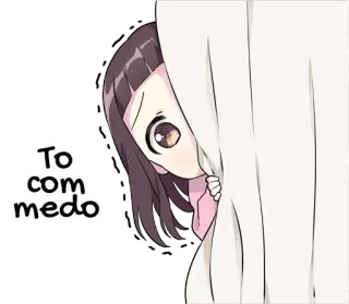 😥 0c8db5dd To com medo испуганный, аниме, занавес, страх, подглядывание telegram sticker