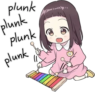 🎹 0cc8b561 plunk plunk plunk plunk мультфильм, ксилофон, музыка, милый, аниме, девушка telegram sticker