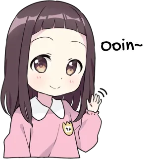 👋 56e19f62 Ooin~ аниме девушка, милый, каваий, приветствие, машет, мультяшный персонаж telegram sticker