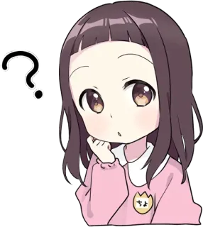 ❓ 98d577b4 ちょ Аниме, Девушка, Вопрос, Размышления, Милый, Чиби telegram sticker