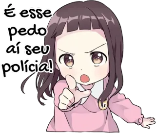 👿 a9908c95 É esse
pedo
aí seu
polícia! Аниме девушка, Указывает, Злой, Полиция, Чиби, Бразильский, Полицейский telegram sticker