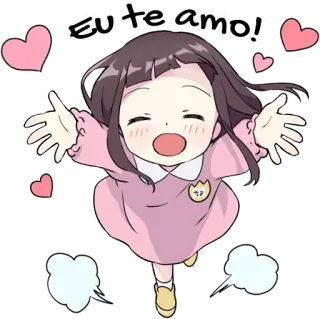 🥰 cfb84e73 Eu te amo! любовь, милый, девушка, сердце, аниме, мультфильм, нежность telegram sticker
