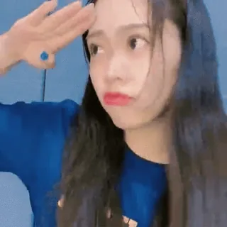 🫡 d4135e9b hormat, gadis, rambut, biru, orang whatsapp sticker