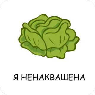👩 dad60c4a Я НЕНАКВАШЕНА cavolo, verdura, cibo, cartone animato, russo, testo whatsapp sticker