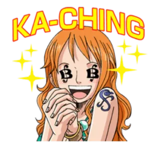 ✨ 0fa28585 Nami One Piece KA-CHING 动漫, 漫画, 钱, 娜美, 海贼王, KA-CHING whatsapp sticker