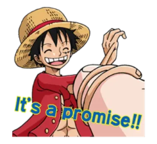 💪 1fe38122 Luffy One Piece It's a promise!! 路飞, 海贼王, 动漫, 承诺, 角色, 卡通, 草帽, 漫画 whatsapp sticker