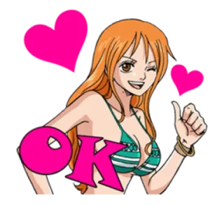🙆 57e17c99 Nami One Piece OK 动漫, 卡通, 角色, 爱心, 女孩 whatsapp sticker