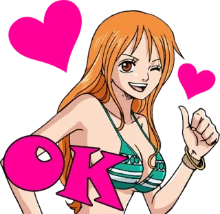 👍 c95443f8 Nami One Piece OK 动漫, 海贼王, 娜美, 好的, 赞同, 竖起大拇指 telegram sticker