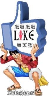 👍 cf331880 Monkey D. Luffy One Piece LIKE 海贼王, 蒙奇·D·路飞, 动漫, 点赞, 喜欢, 海盗, 卡通 telegram sticker