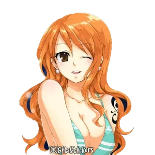 😉 dad34221 Nami One Piece 动漫, 卡通, 角色, 娜美, 海贼王 telegram sticker