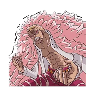 😡 721c6f65 Donquixote Doflamingo One Piece Anime, One Piece, Don Quichotte de Flamingo, Stinkefinger, Bösewicht telegram sticker