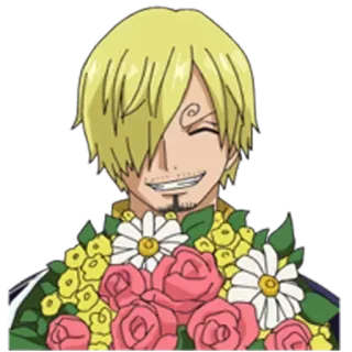 🌹 d1ceb670 Sanji One Piece Anime, One Piece, Sanji, Blumen telegram sticker