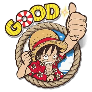 👍 f7bce744 Monkey D. Luffy One Piece GOOD Anime, One Piece, Ruffy, Gut, Daumen hoch, Cartoon telegram sticker