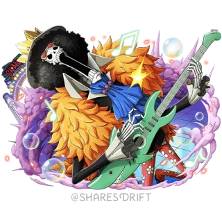 ☠️ dae184e8 Brook One Piece @SHARES DRIFT Anime, Bộ xương, Âm nhạc, Guitar, One Piece telegram sticker