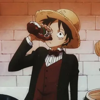 🍷 9e274e66 Monkey D. Luffy One Piece anime, one piece, luffy, monkey d luffy, strohhut, cartoon, charakter whatsapp sticker